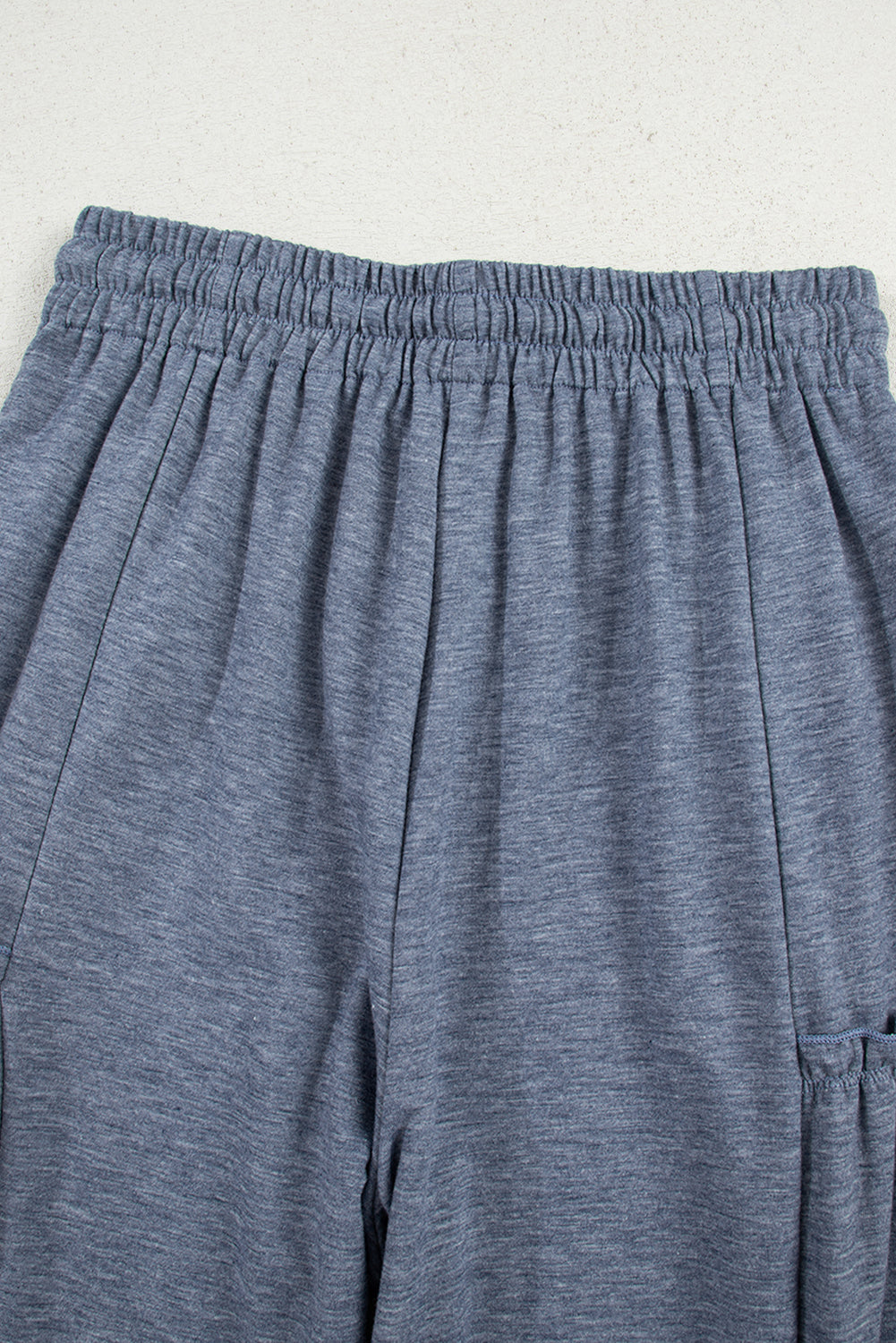 High Frilled Detail Wide Leg Drawstring Elastic Waistband Pants