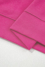 Rose Red Varsity Striped Detail Drop Shoulder Oversized Sweatshirt