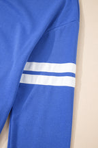 Tillandsia Purple Varsity Contrast Banded Sleeve Shift Sweatshirt Dress