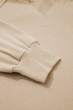 Parchment Raw Edge Exposed Seam Raglan Sleeve Side Slit Sweatshirt