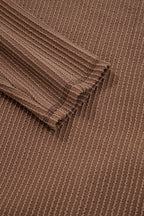 Dark Khaki Twist Ribbed Exposed Seam Detail Long Sleeve Loose Top