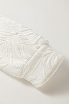 White Jacquard Textured Quarter Zipper Shift Mini Dress