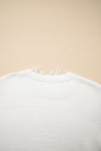 Beige Lace Sleeve Patchwork Faux Two-piece Fuzzy Sweater