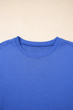 Tillandsia Purple Varsity Contrast Banded Sleeve Shift Sweatshirt Dress