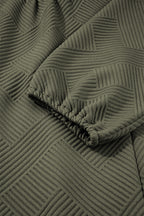 Jungle Green Quarter Zip Collar Bracelet Sleeve Textured Mini Dress