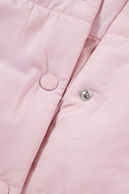 Pink Stand Neck Flutter Sleeve Snap Button Puffer Vest