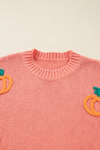 Blossom Pumpkin Embroidered Thanksgiving Holiday Sweater