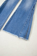 Ashleigh Blue Cut out Side Frayed Hemline Flare Jeans