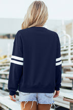 Rose Red Varsity Striped Detail Drop Shoulder Oversized Sweatshirt