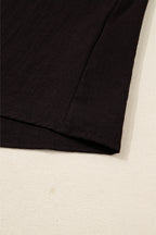 Black Contrast Stitched Detail V Neck Ruffle Long Sleeve Blouse