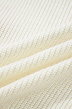 Beige Pumpkin Embroidered Ribbed Thanksgiving Halloween Holiday Sweater