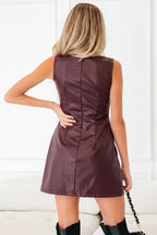 Wild Ginger Vegan Leather Sleeveless Mini Dress
