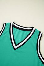 Mint Green Color Contrast Trim V Neck Shift Sleeveless Mini Dress