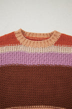 Multicolour Cropped Colorblock Drop Shoulder Knitted Sweater