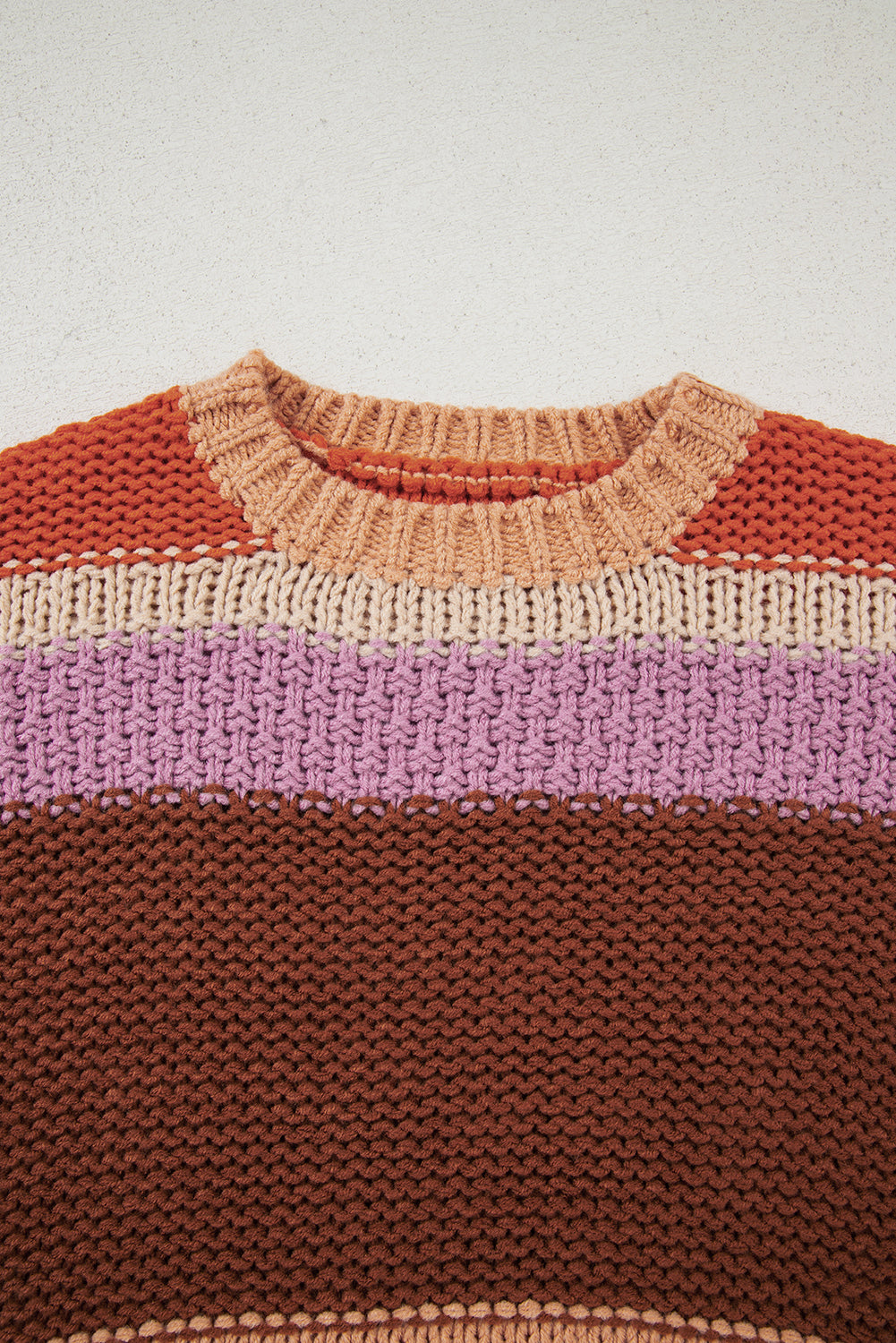 Multicolour Cropped Colorblock Drop Shoulder Knitted Sweater