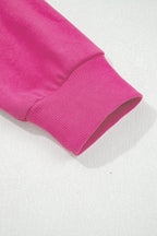 Rose Red Varsity Striped Detail Drop Shoulder Oversized Sweatshirt