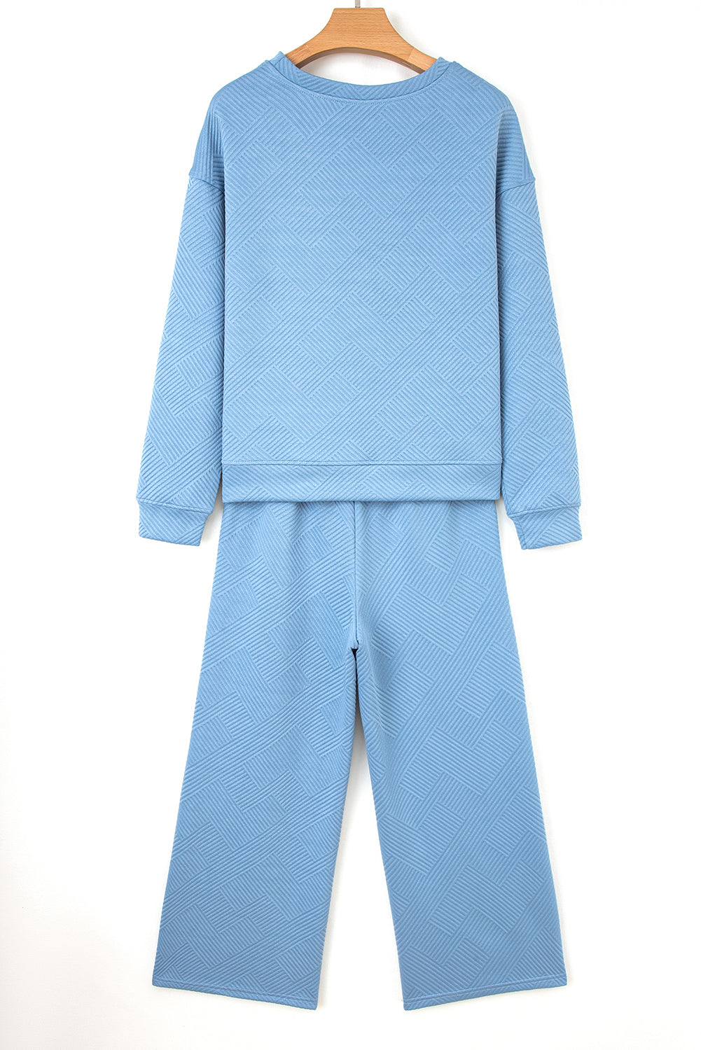 Beau Blue Floral Patchwork Drop Shoulder Pullover and Sweatpants Lounge Set