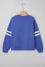 Rose Red Varsity Striped Detail Drop Shoulder Oversized Sweatshirt