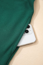 Evergreen Contrast Trim Zip Collar Long Sleeve Ruffle Hem Mini Dress