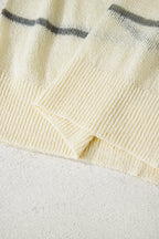 Multicolour Striped Ribbed Edge Drop Shoulder Sweater