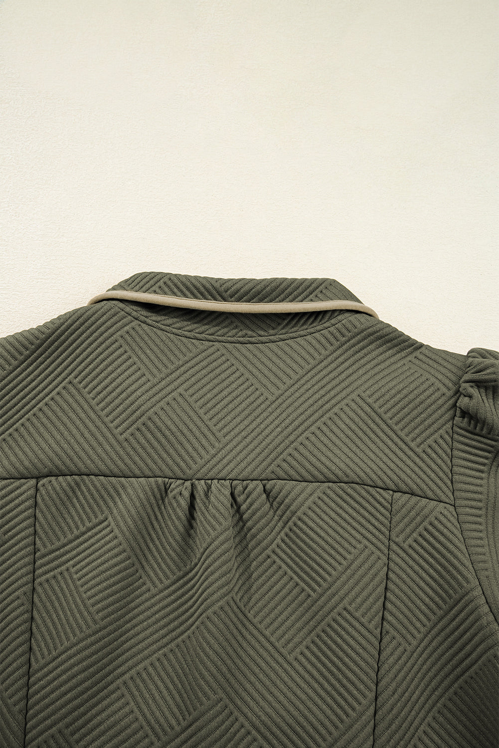 Jungle Green Quarter Zip Collar Bracelet Sleeve Textured Mini Dress