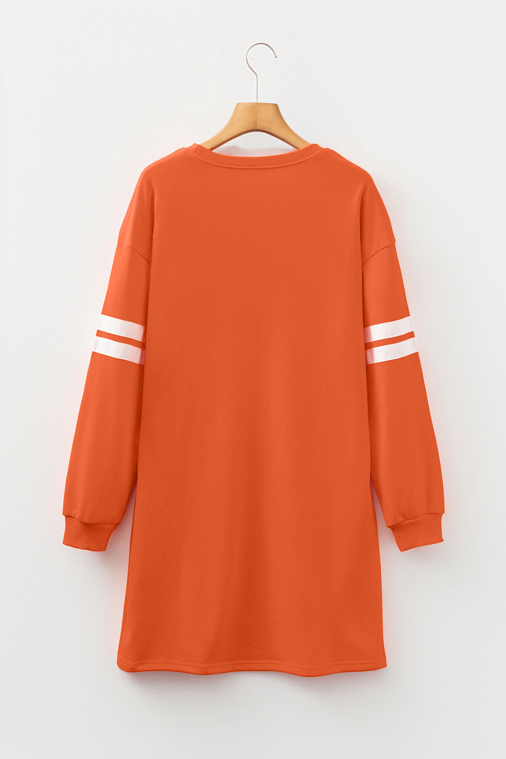 Tillandsia Purple Varsity Contrast Banded Sleeve Shift Sweatshirt Dress