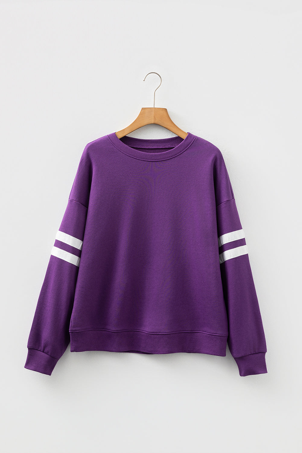 Rose Red Varsity Striped Detail Drop Shoulder Oversized Sweatshirt