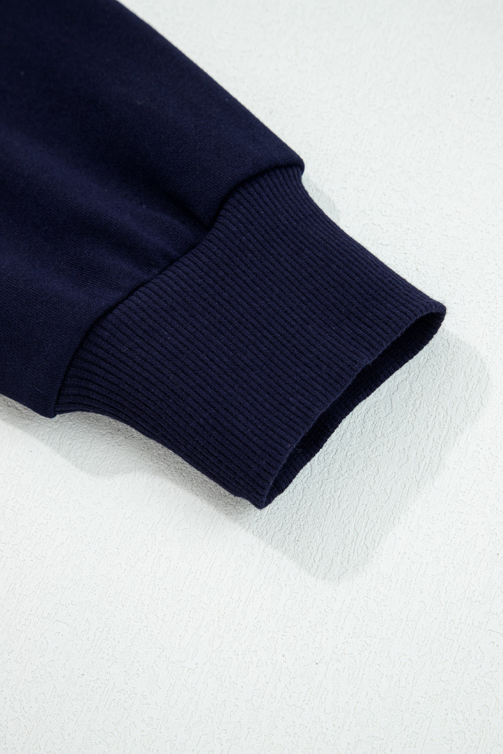 Navy Blue CLASSY UNTIL KICKOFF Plush Letter Patched Loose Sweatshirt