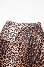 Brown Leopard Tiered Patchwork Hot Mini Skirt