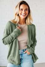 Green Bay Scalloped Edge Eyelet Knit Batwing Sleeve Cardigan