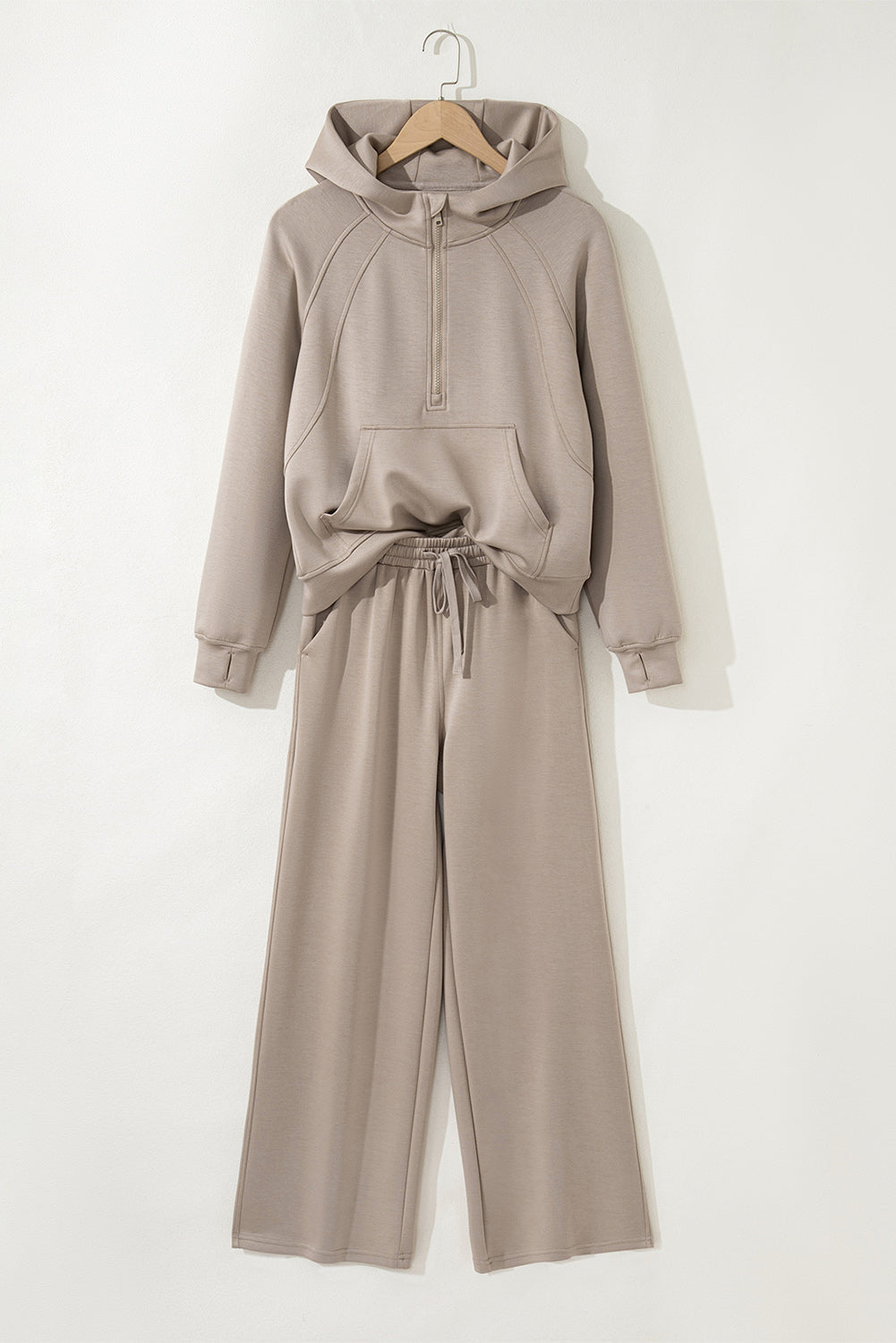 Beau Blue Half Zip Thumbhole Sleeve Hoodie Active Pants 2pcs Outfit