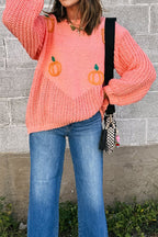 Blossom Pumpkin Embroidered Thanksgiving Holiday Sweater