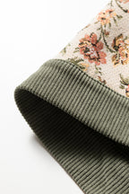 Medium Grey Ribbed Retro Floral Patchwork Shirt Style Jacket