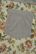 Medium Grey Ribbed Retro Floral Patchwork Shirt Style Jacket