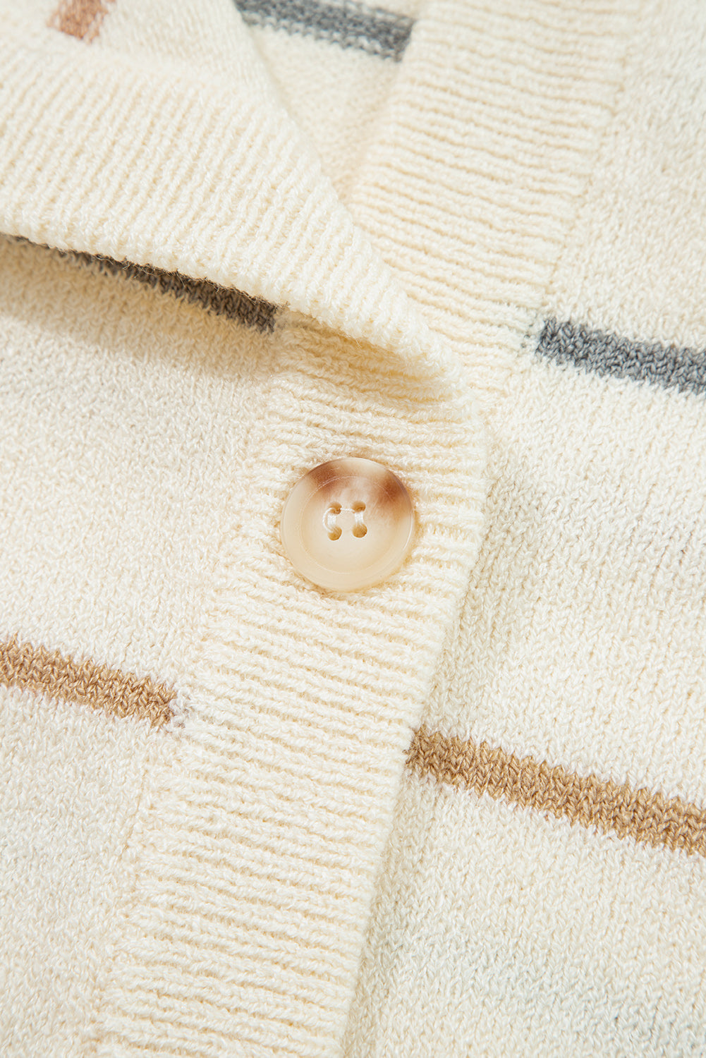 Multicolour Striped Buttoned Front V Neck Drop Shoulder Cardigan Sweater