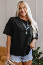 Myosotis Loose Half Sleeve Hi Low Hem T Shirt