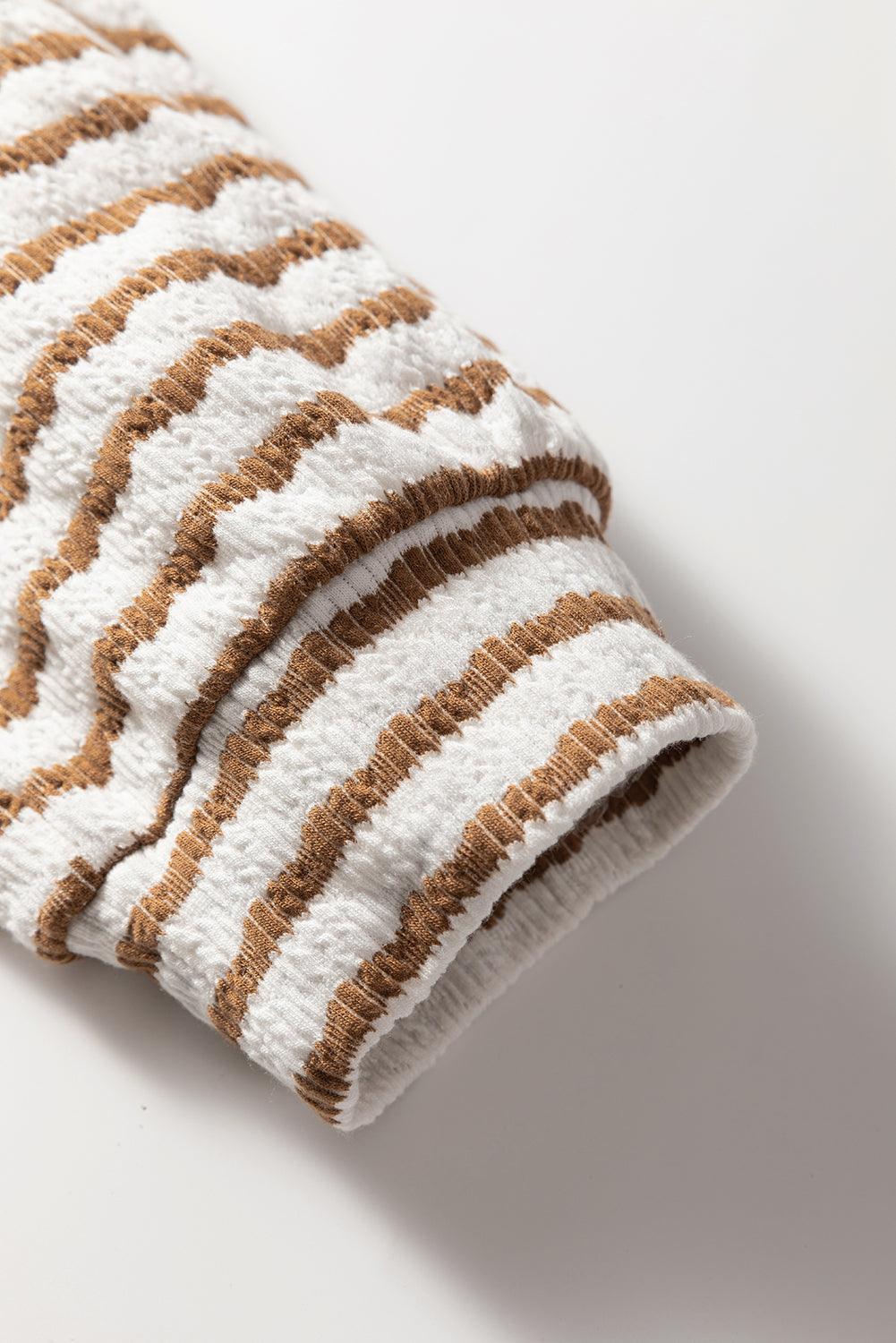 Khaki Stripe Buttoned V Neck Textured Hooded Plus Size Top