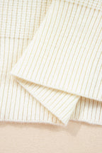 Beige Pumpkin Embroidered Ribbed Thanksgiving Halloween Holiday Sweater