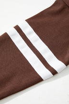 Rose Red Varsity Striped Detail Drop Shoulder Oversized Sweatshirt