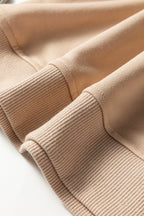 Oatmeal Varsity Striped Detail Crewneck Pullover Elastic Sweatpants 2pcs Outfit