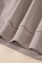 Oatmeal Varsity Striped Detail Crewneck Pullover Elastic Sweatpants 2pcs Outfit