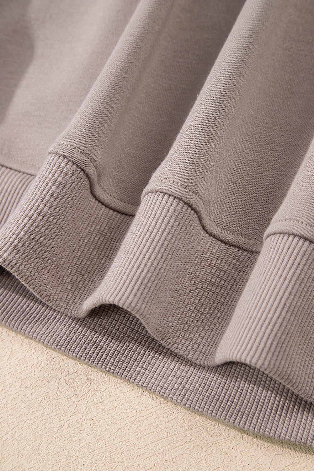 Oatmeal Varsity Striped Detail Crewneck Pullover Elastic Sweatpants 2pcs Outfit