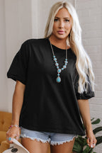 Myosotis Loose Half Sleeve Hi Low Hem T Shirt