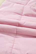 Pink Stand Neck Flutter Sleeve Snap Button Puffer Vest