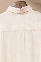 Apricot Crinkled Buttons Maxi Beach Dress with Slits