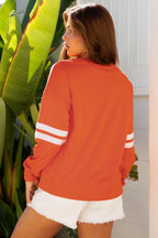 Rose Red Varsity Striped Detail Drop Shoulder Oversized Sweatshirt