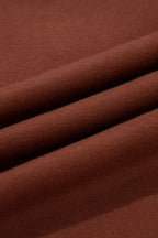 Coffee Fleece Lined Leopard Drawstring Elastic Waist Solid Pants