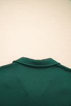 Evergreen Contrast Trim Zip Collar Long Sleeve Ruffle Hem Mini Dress