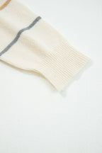 Multicolour Striped Buttoned Front V Neck Drop Shoulder Cardigan Sweater