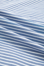 Sky Blue Stripe Crisscross Lace Detail Mixed Striped Patchwork Plus Size Shift Long Dress